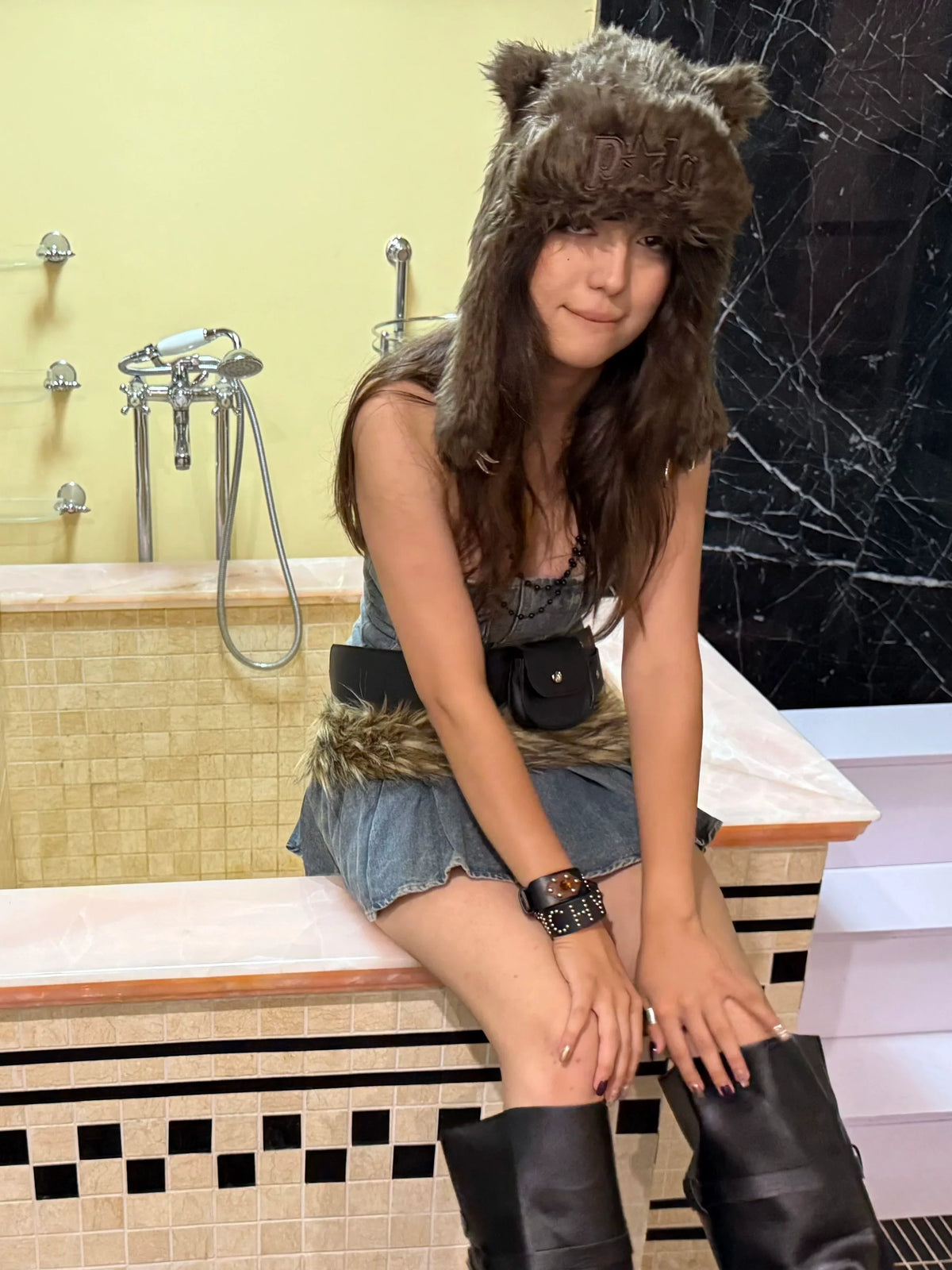 PLUSH BROWN BEAR CAP