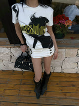PUNK STYLE EMBROIDERED T-SHIRT