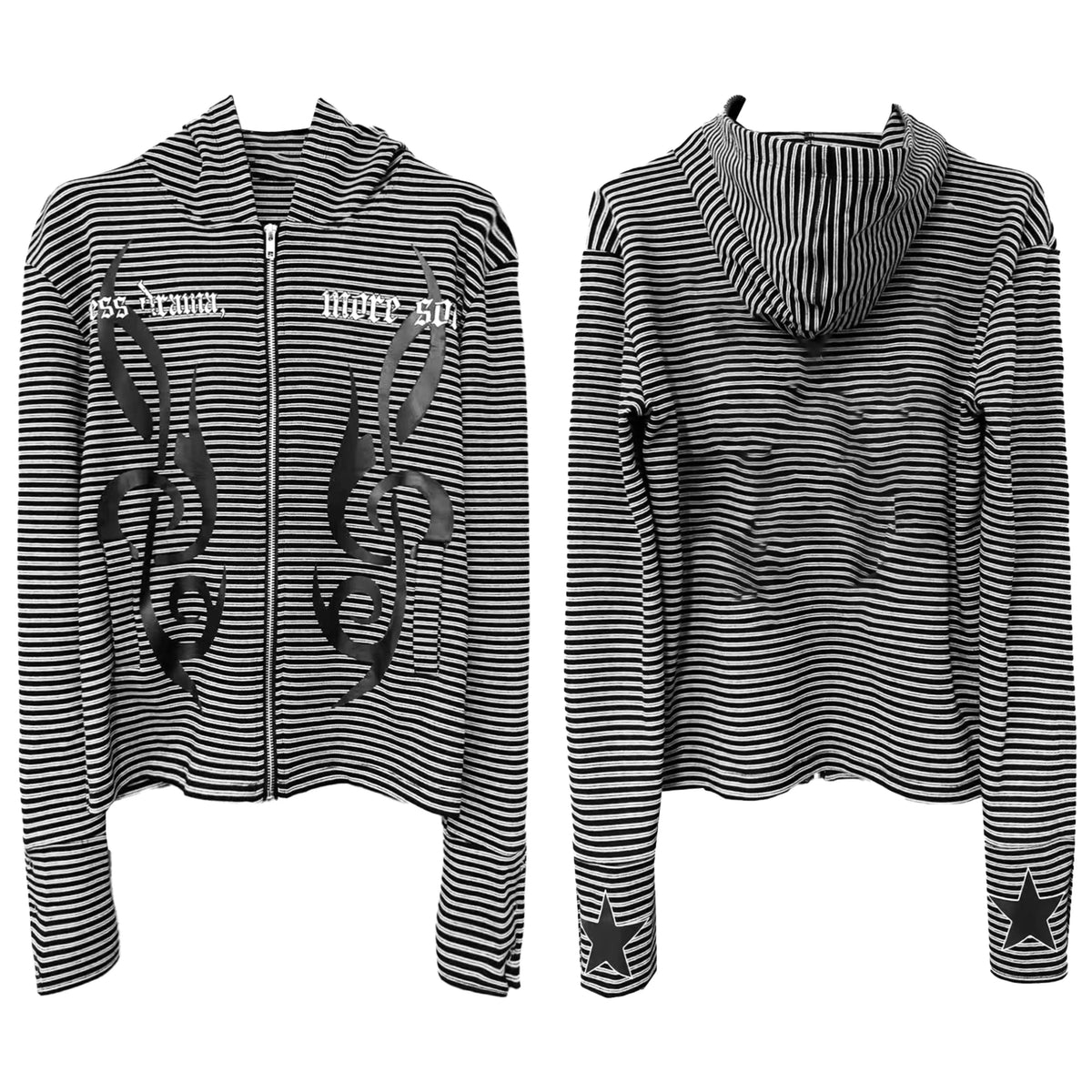STRIPED HOODED CARDIGAN JACKET