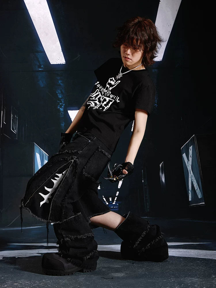 INFECTED WIDE LEG JEANS SET