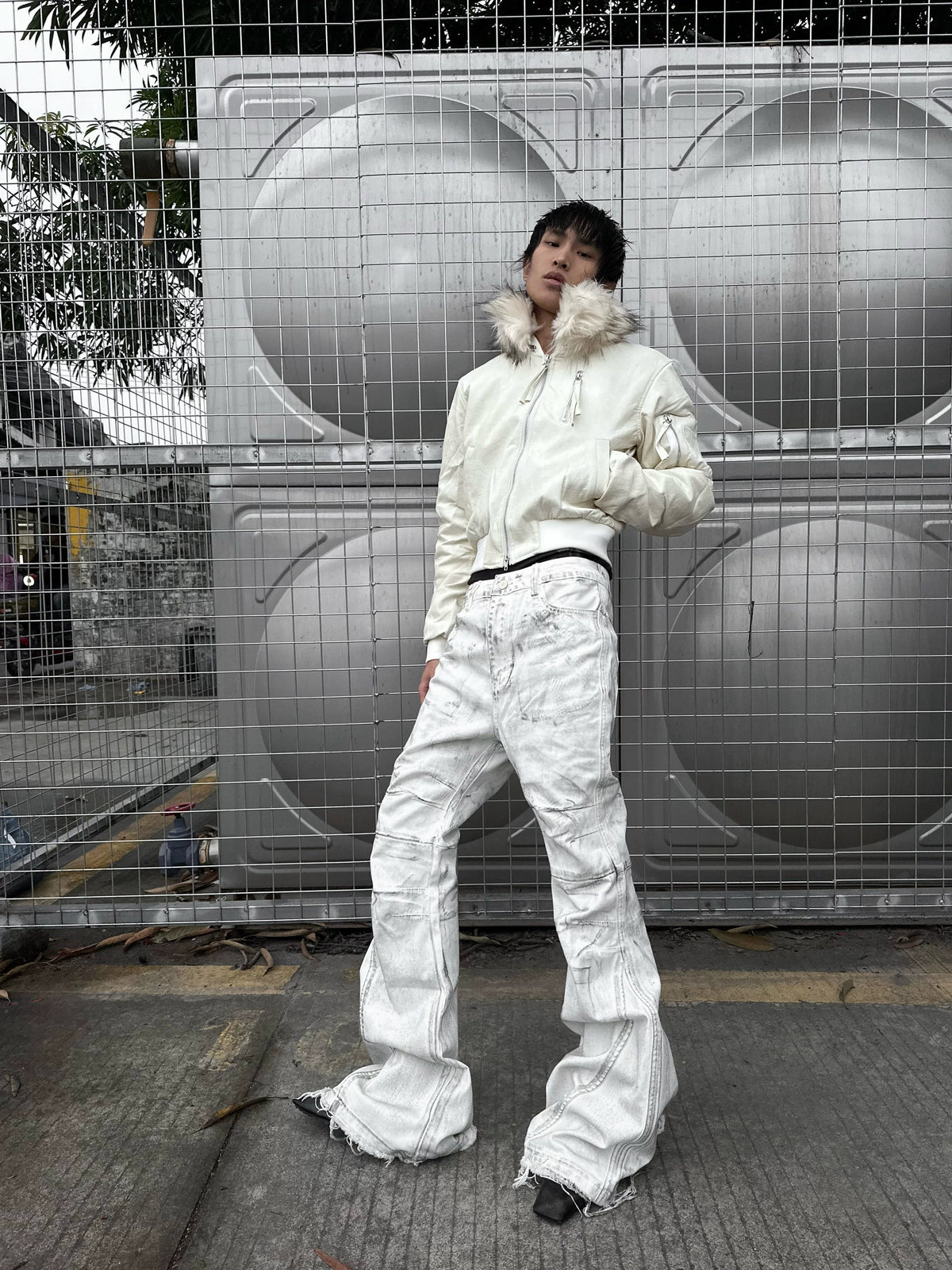 WRECKING WHITE WAX PANTS