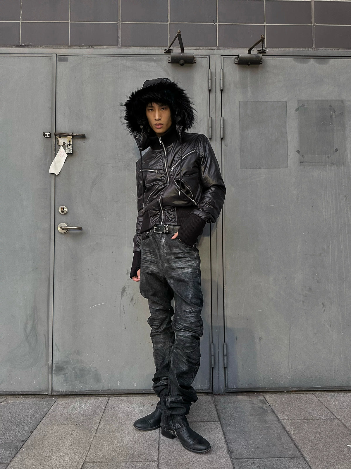 HOODED COTTON JACKET WITH DETACHABLE COLLAR