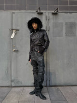 HOODED COTTON JACKET WITH DETACHABLE COLLAR