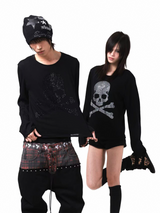 SKULL PATTERN LONG SLEEVE TEE