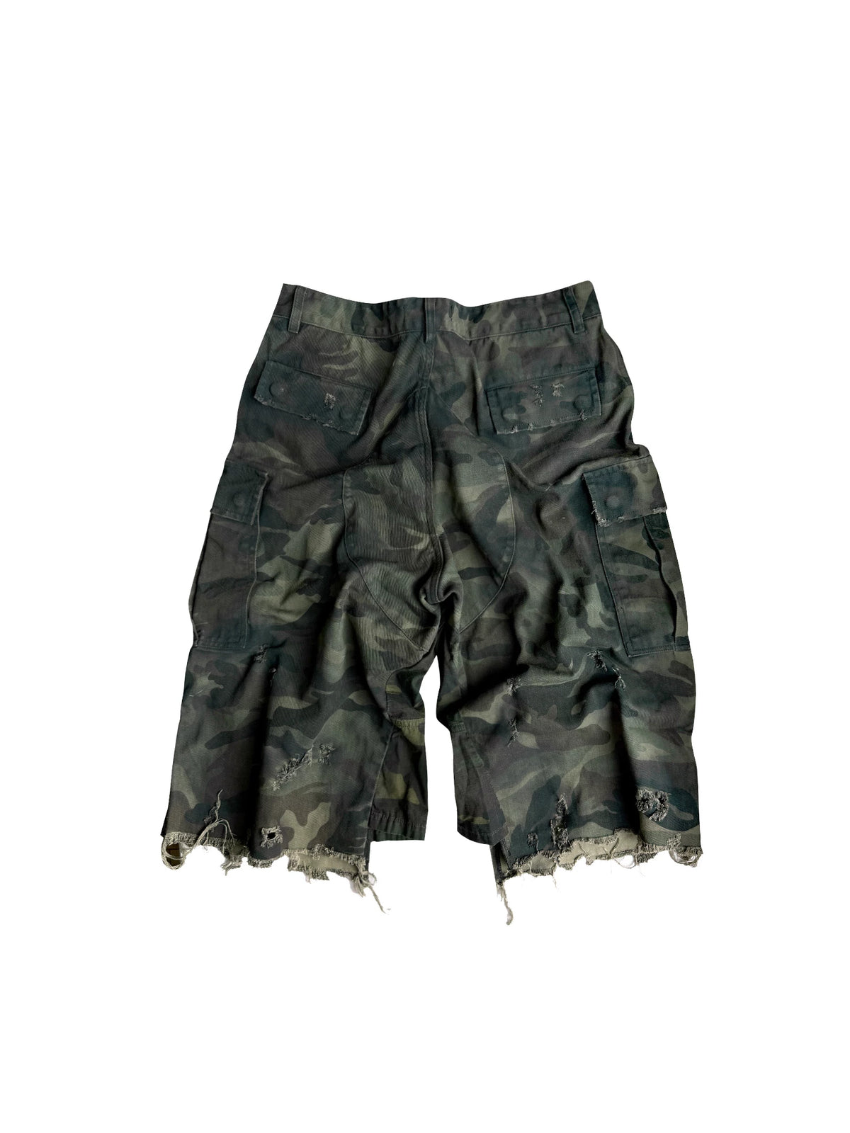 CAMOUFLAGE PATCHWORK COTTON SHORTS