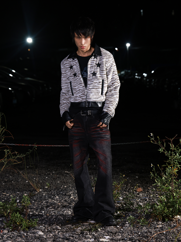 TIGER STRIPE SPLICED JACKET