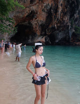 POLKA-DOT THREE-PIECE BIKINI SET