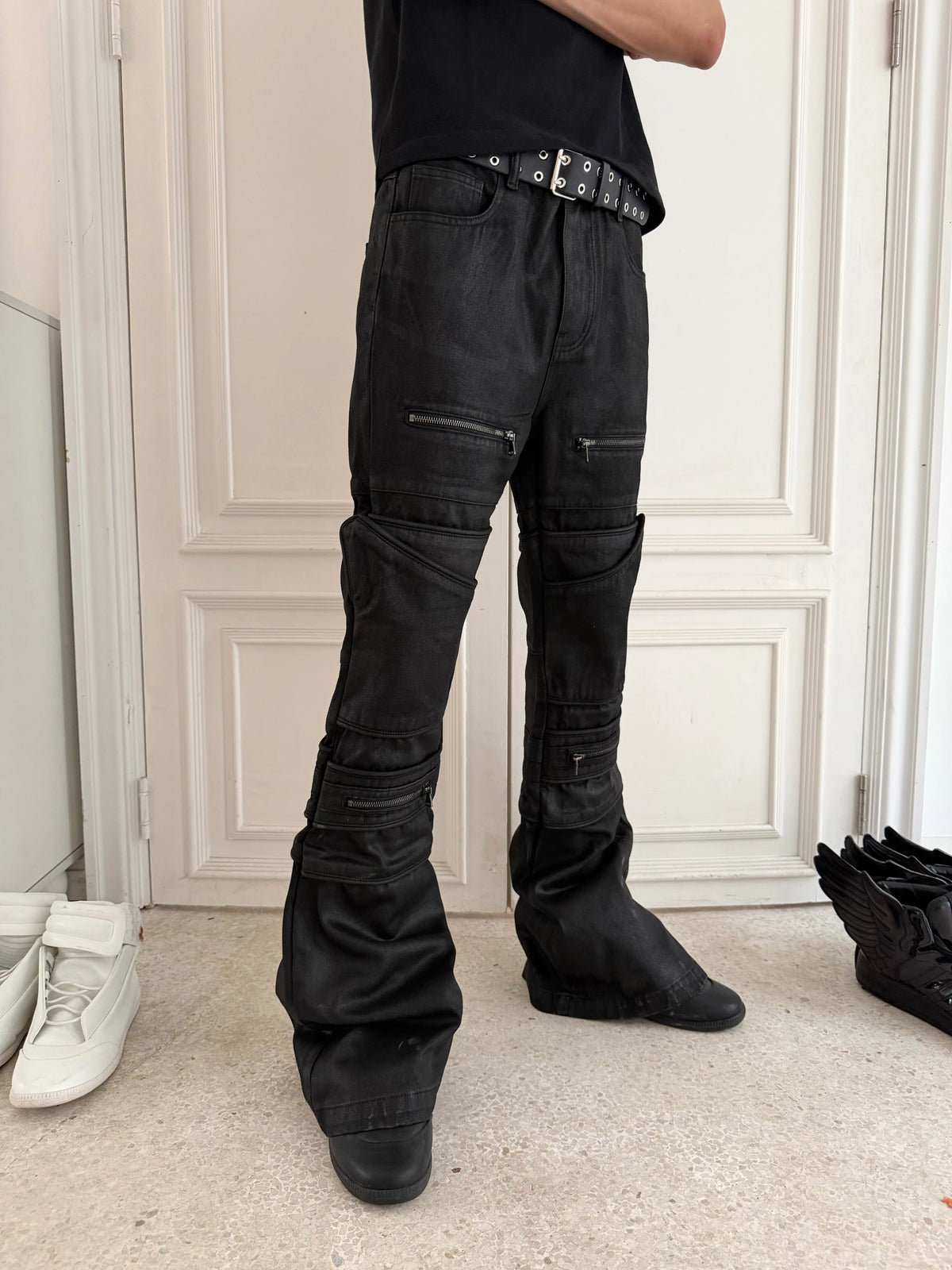 STRUCTURED WAX MICRO PANTS