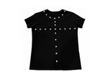 BLACK SLIM FIT RHINESTONE TEE