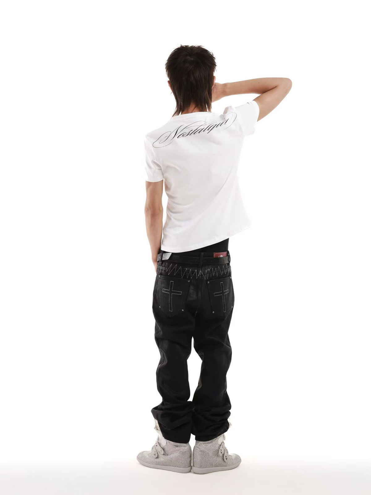 RHINESTONE GLITTER CREW-NECK T-SHIRT