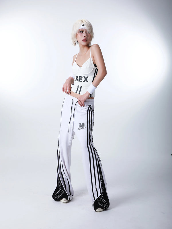 DECONSTRUCTED ZIPPER STRIPED SWEATPANTS