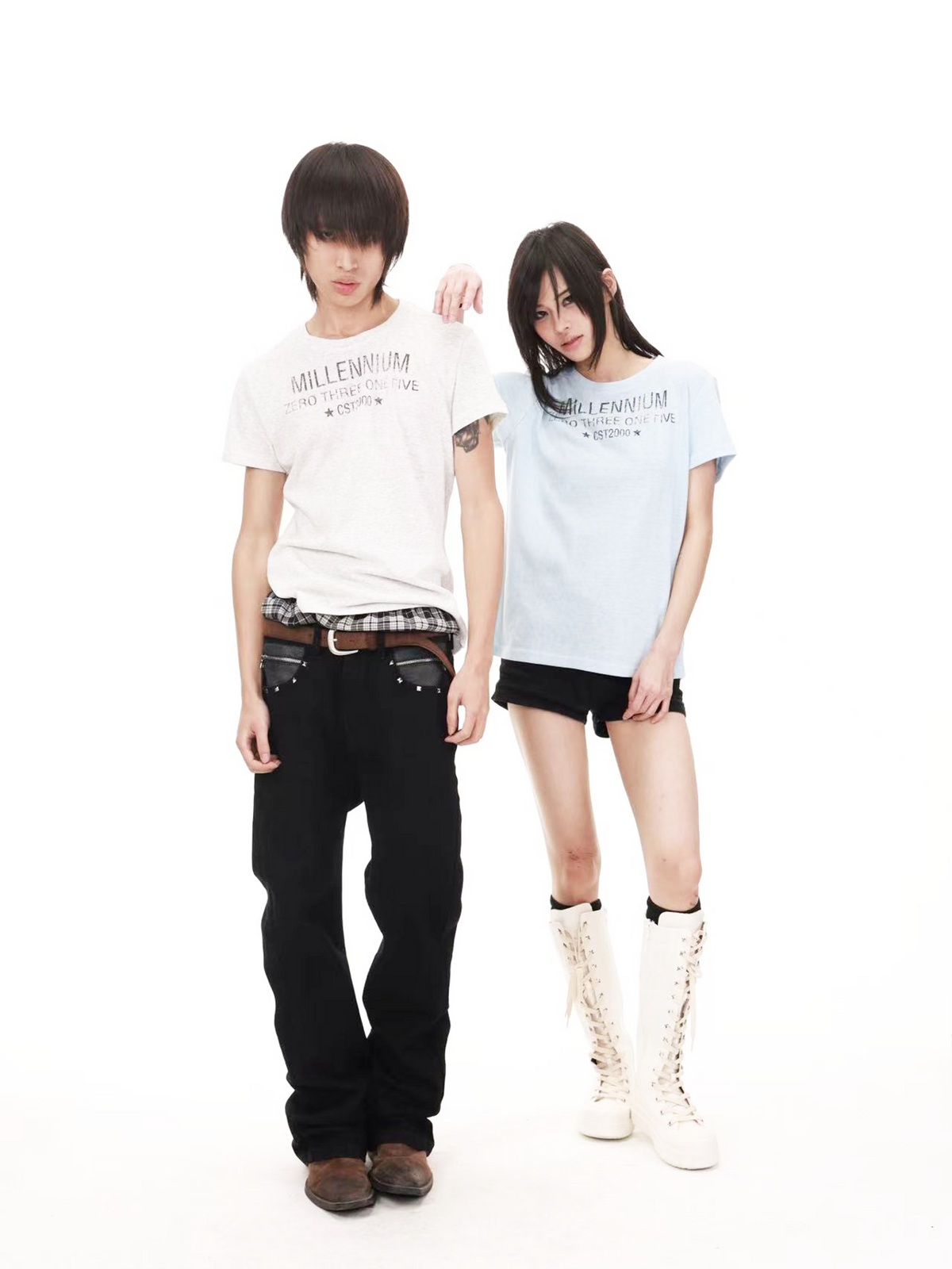 SNOWFLAKE PATTERN ROUND NECK T-SHIRT