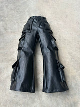 STRUCTURED LEATHER CARGO PANTS