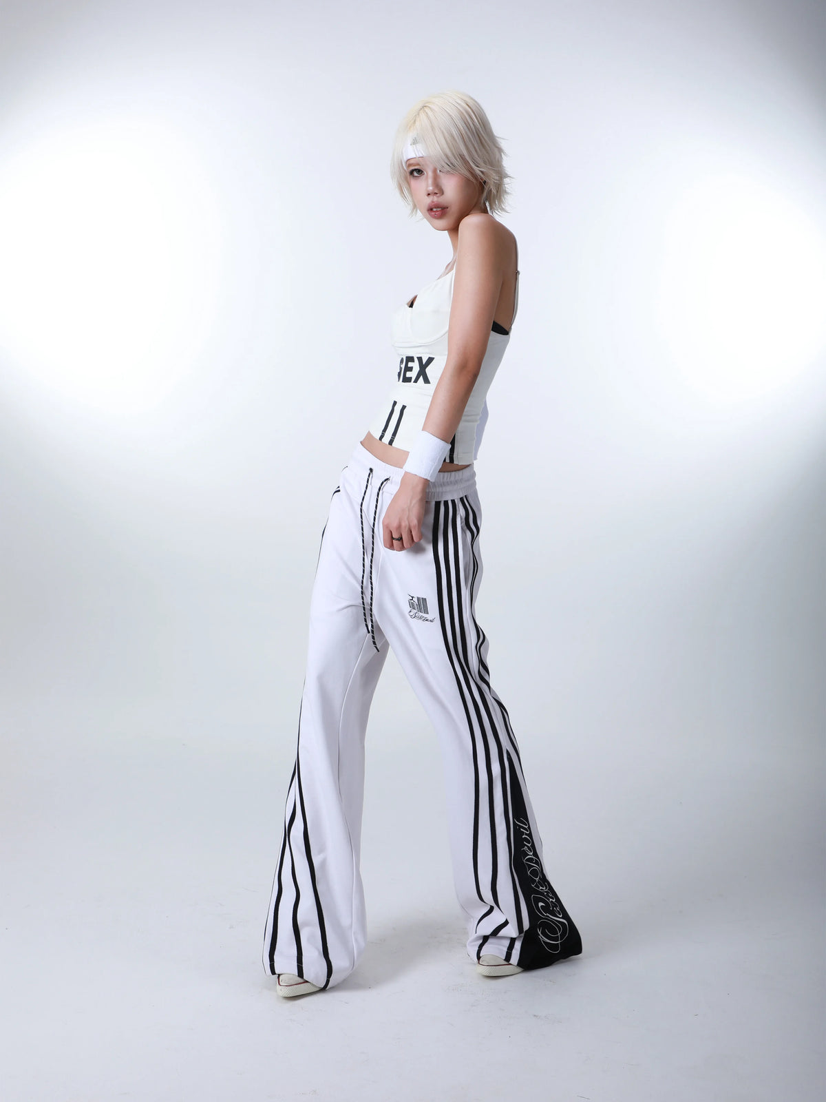 DECONSTRUCTED ZIPPER STRIPED SWEATPANTS
