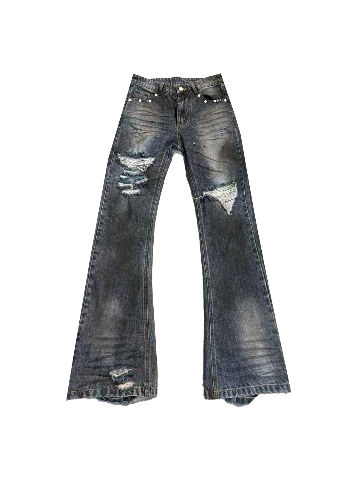 SKINNY HOLE JEANS BLUE SPRAY