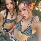 CUTE CHECKERED TWO-PIECE SWIMSUIT