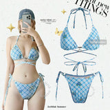 CHECKERED TIE-STRAP BIKINI SET
