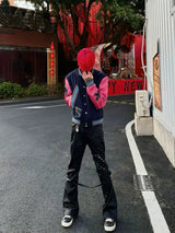 PUNK STYLE WAX DENIM PANTS