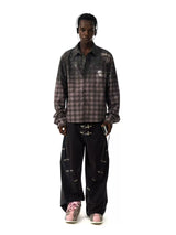 GRADIENT PLAID LAPEL SHIRT
