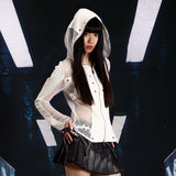 MESH SPLICE ZIPPER JACKET