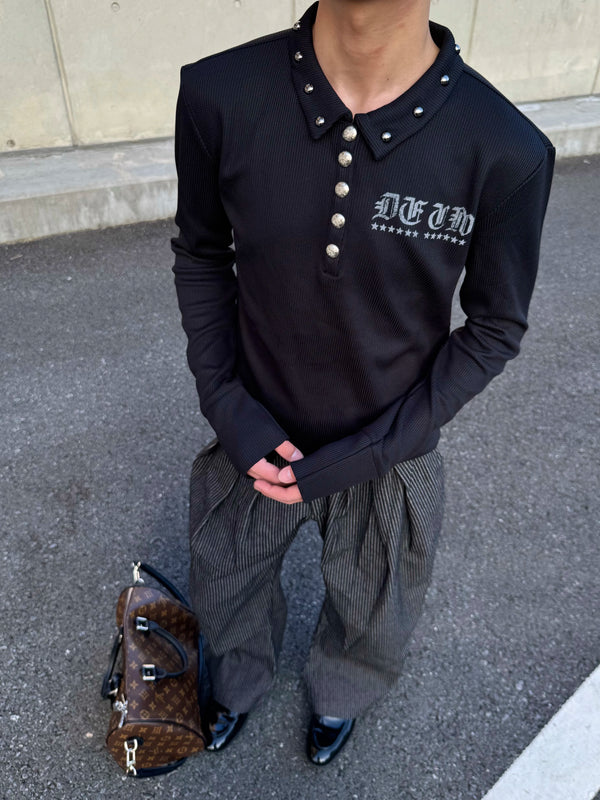 RIVET PRINT HENLEY POLO SHIRT