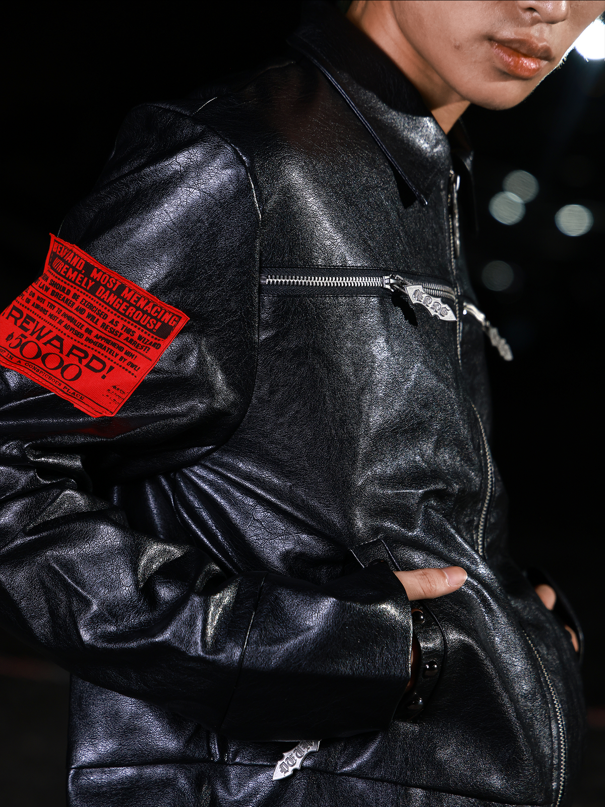 DARK APPLIQU? BIKER JACKET