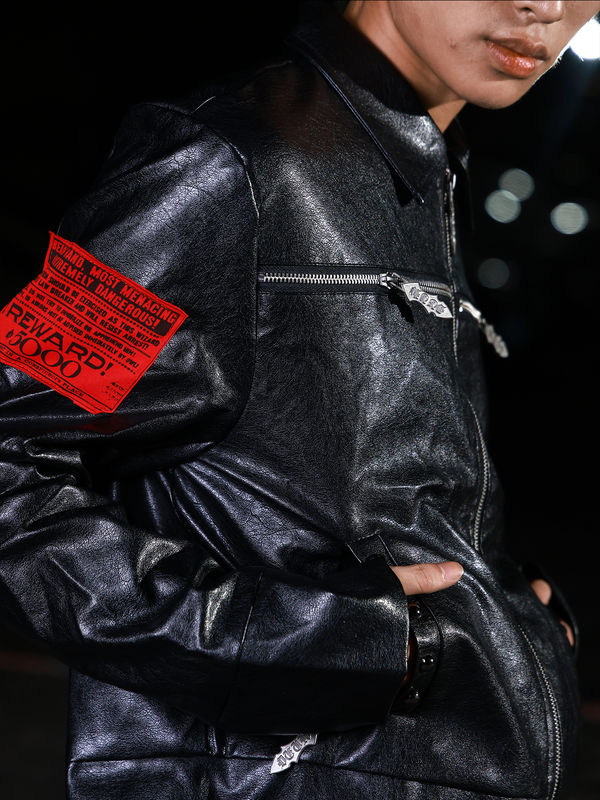 DARK APPLIQU? BIKER JACKET