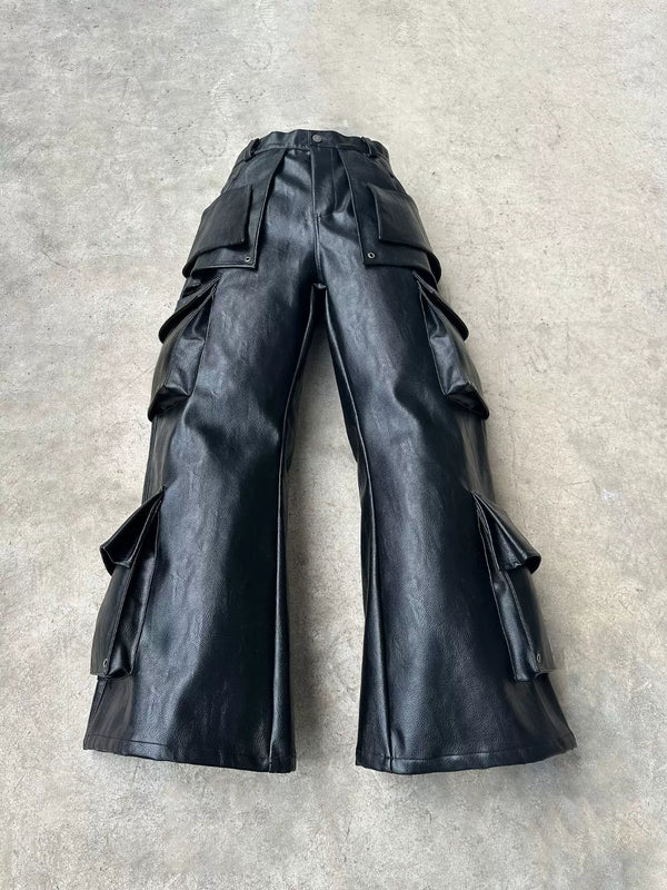 STRUCTURED LEATHER CARGO PANTS