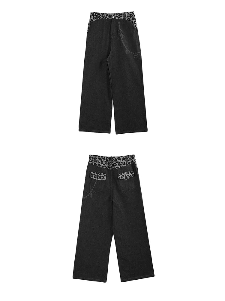 LEOPARD PRINT WIDE LEG PANTS