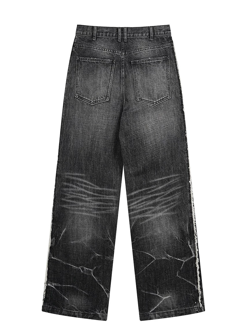 LIGHTNING STRIPE RAW EDGE JEANS