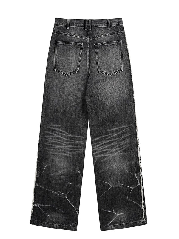 LIGHTNING STRIPE RAW EDGE JEANS