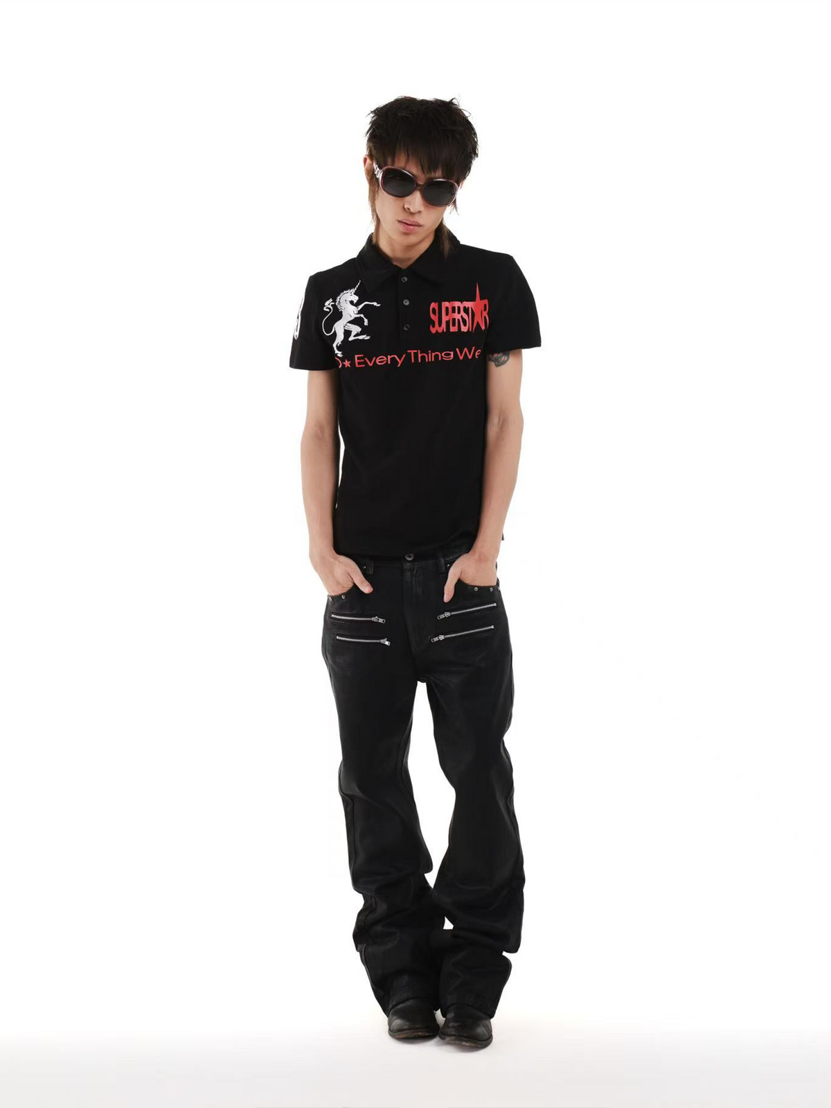 EMBROIDERED BEADED POLO SHIRT