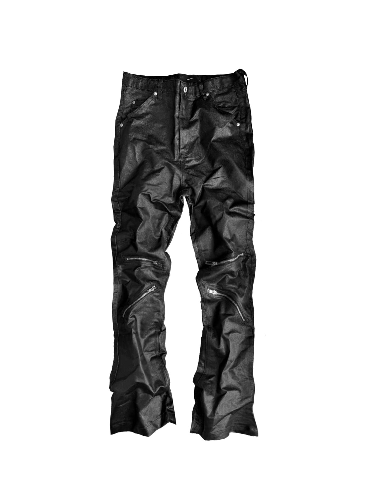 GLOSSY SILVER SILK PANTS