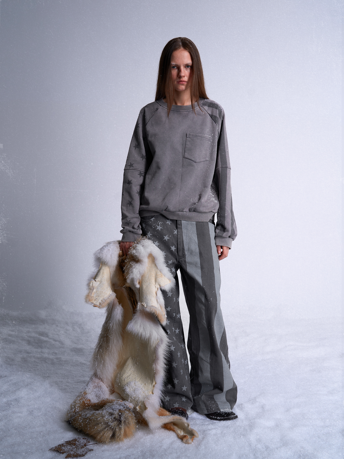 DARK GRAY STARS STRIPES PANTS