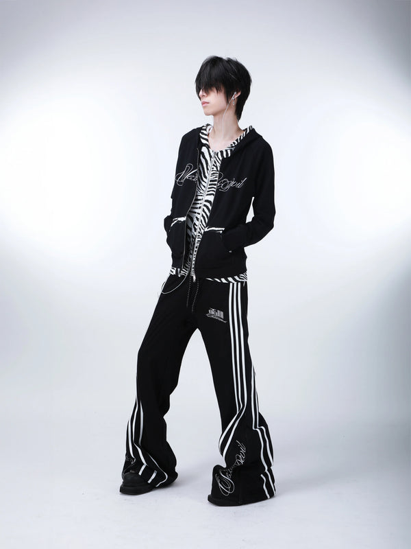DECONSTRUCTED ZIPPER STRIPED SWEATPANTS