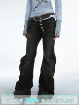 FLARED DENIM TROUSERS