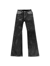 DISTRESSED RIVETED STACK JEANS