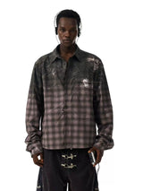 GRADIENT PLAID LAPEL SHIRT
