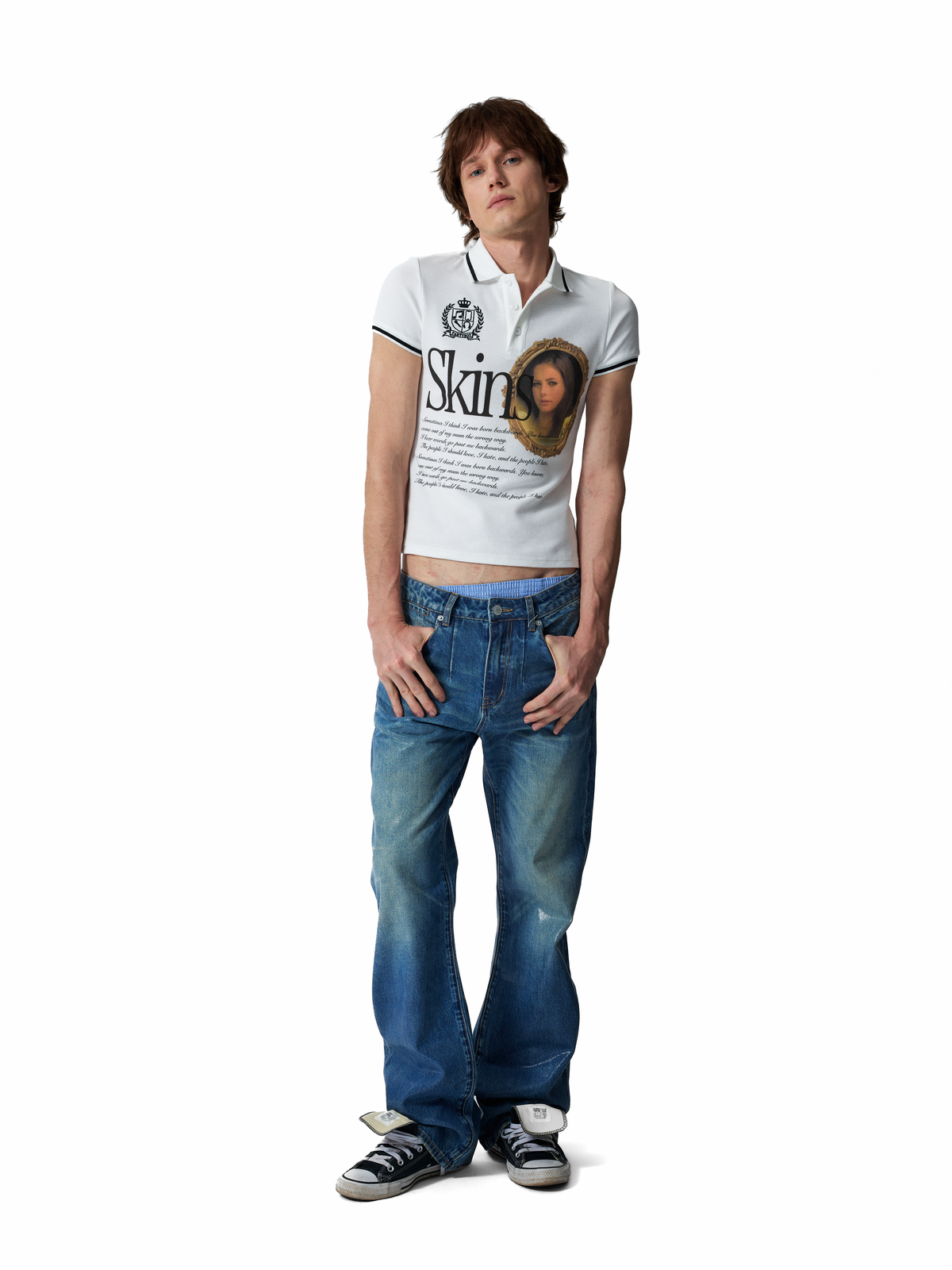 EMBROIDERED SLOGAN POLO SHIRT