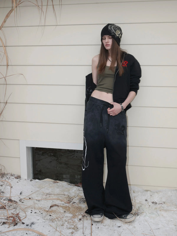 SUN-WASHED EMBROIDERED SWEATPANTS