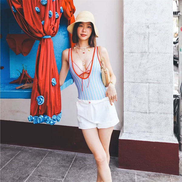 VINTAGE STRIPED RESORT SWIMSUIT