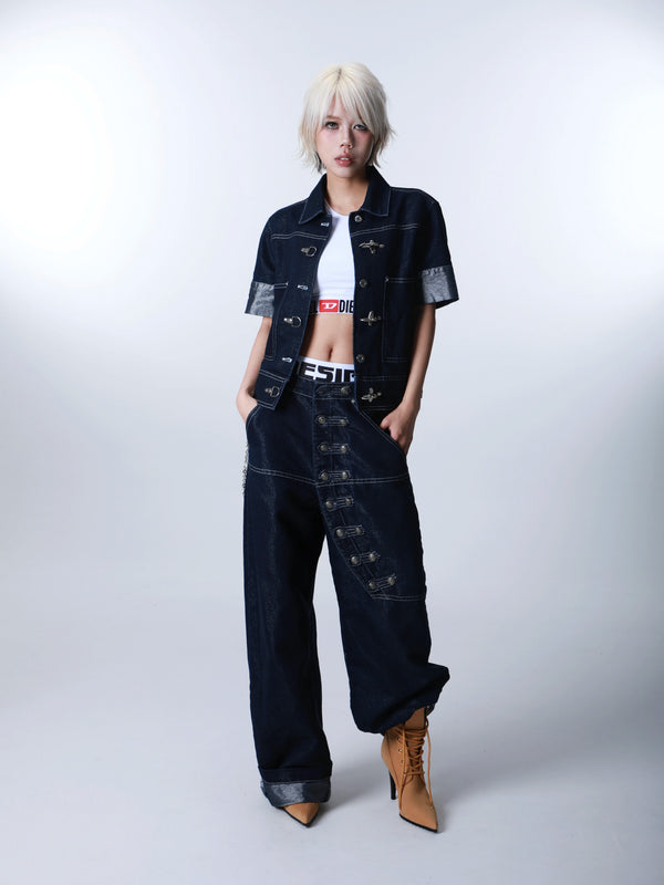 DENIM COWBOY JACKET WITH SILVER THREADS