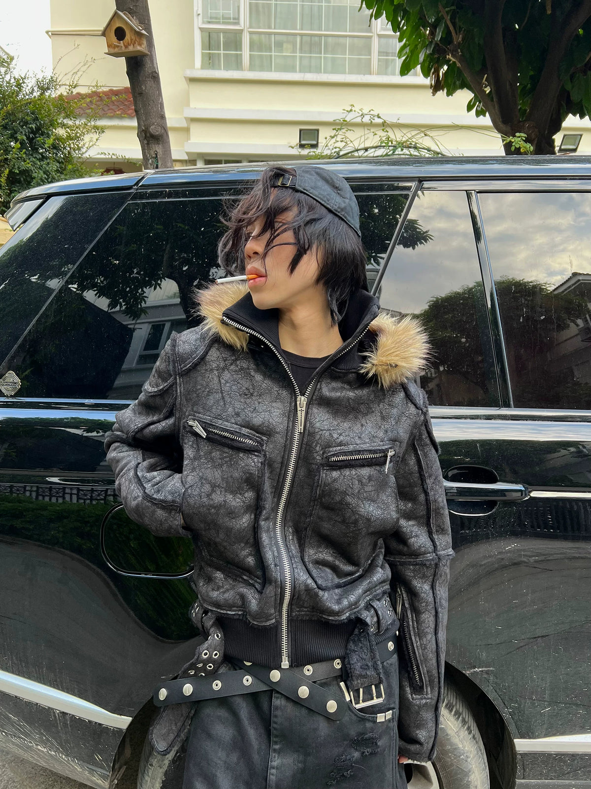 FAUX FUR MULTI-ZIPPER JACKET