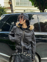 FAUX FUR MULTI-ZIPPER JACKET