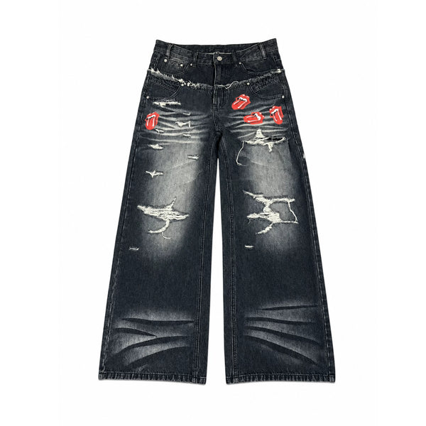 RETRO RIPPED DENIM PANTS