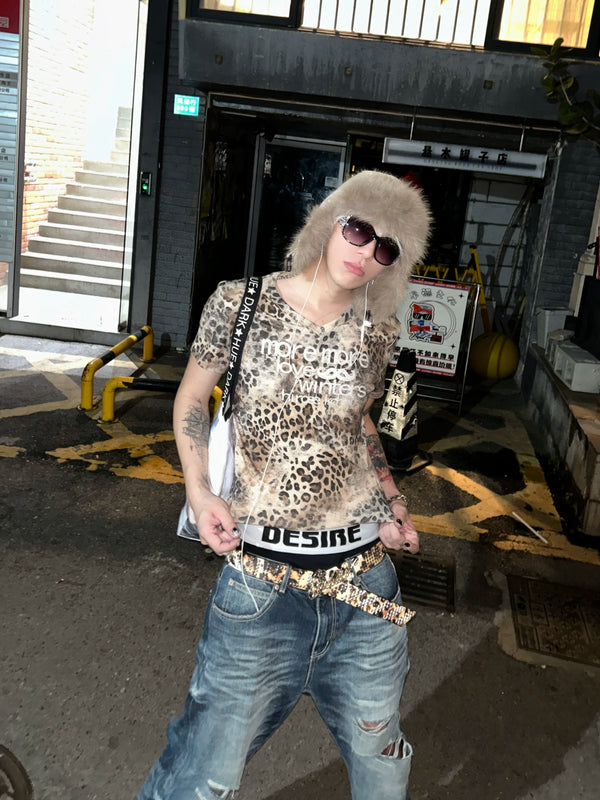 SILVER LEOPARD PRINT T-SHIRT