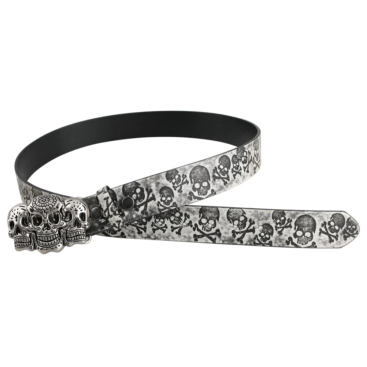 SKULL BUCKLE PU BELT