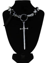 SILVER COWHIDE ROPE NECKLACE