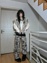 ZEBRA PRINT BAGGY JEANS