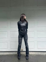 DISTRESSED FRINGE JEANS